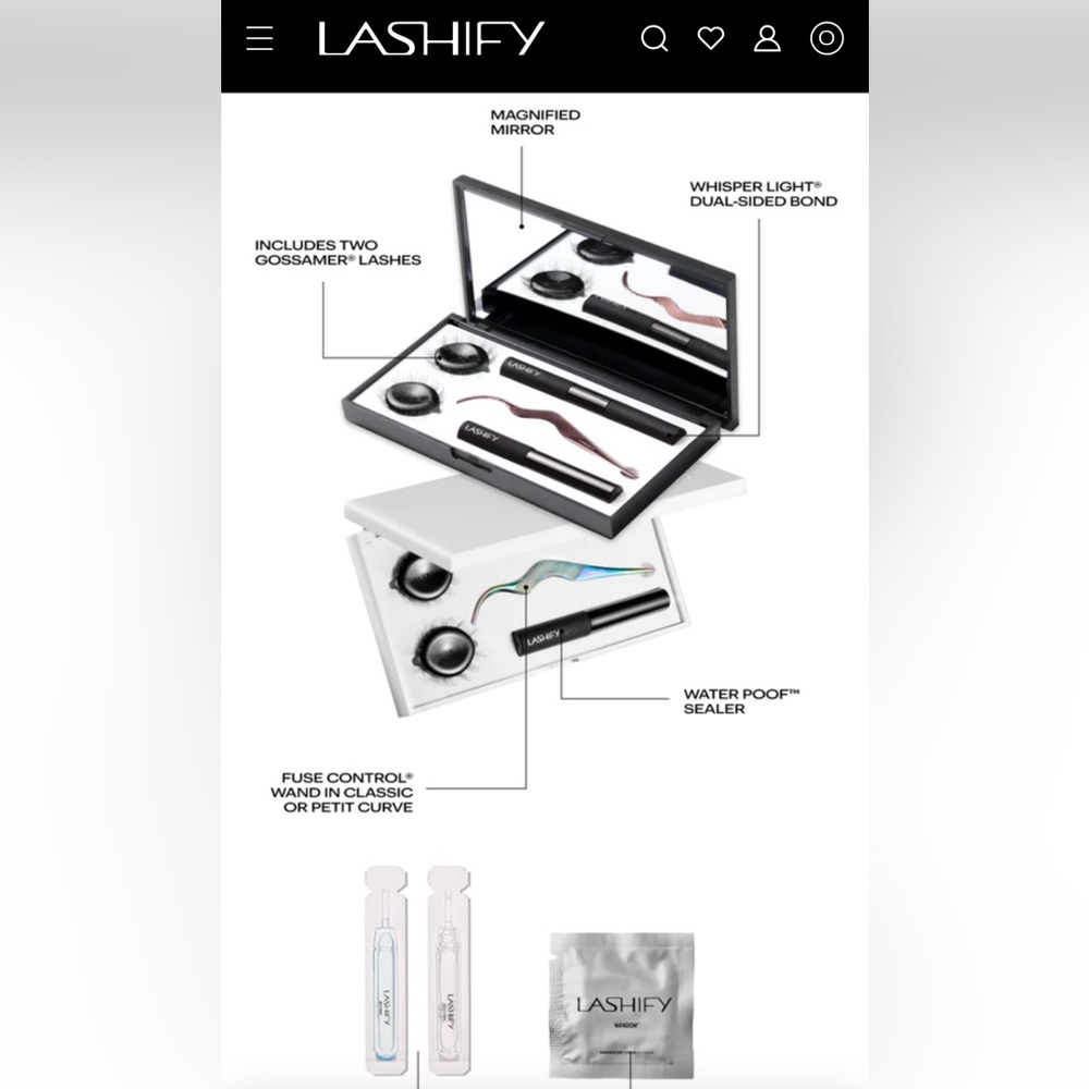 Lashify control kit with “amplify” lashes and lash pad